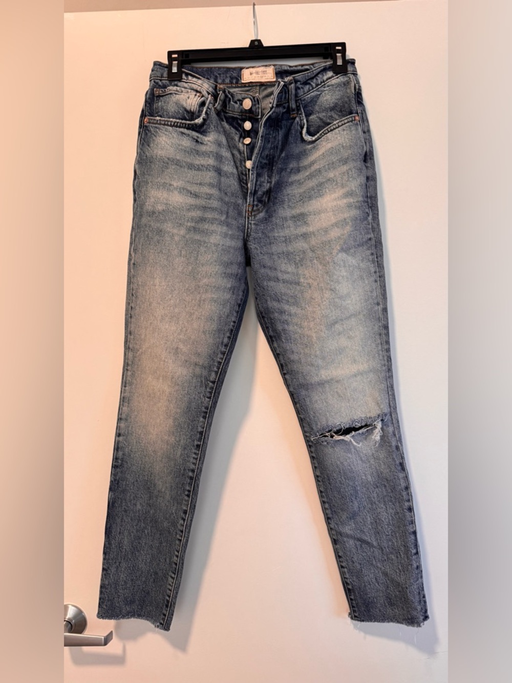 We The Free High-Rise Distressed Jeans - Light Blue Wash